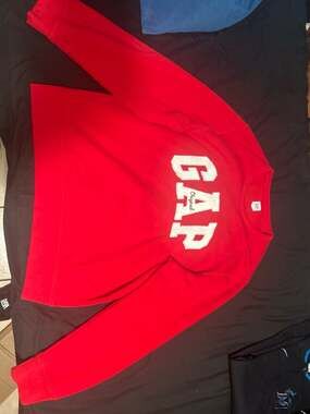 Gap Original Red Fleece Crewneck Sweatshirt with White Patch Logo